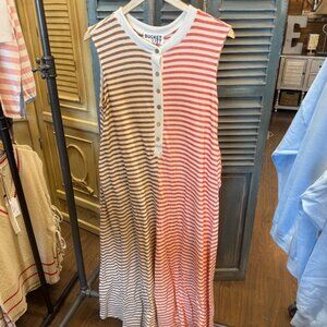 Bucketlist Camel & Coral Stripe Print Wide Leg Jumpsuit